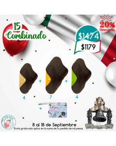 Paquete Bambú combinado 15 pads